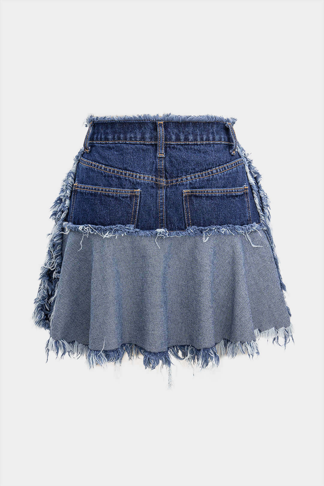 Denim Ripped Frayed Skirt - Weenar