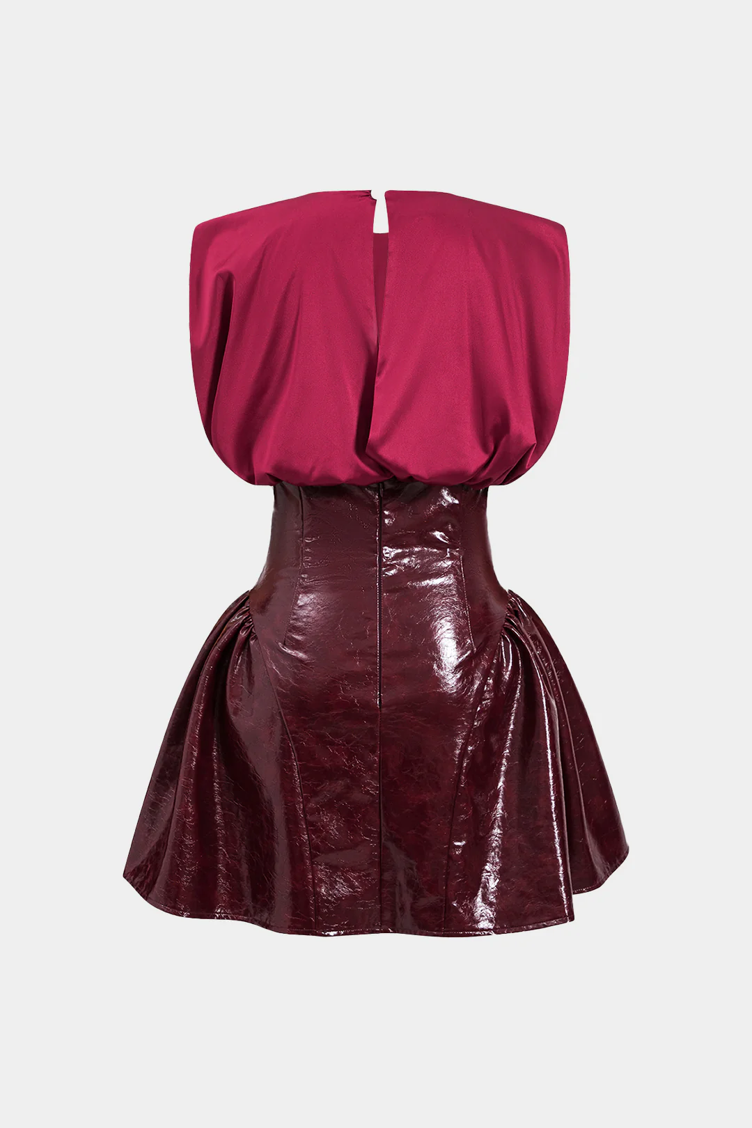 Faux Leather Satin Sleeveless Mini Dress - Weenar