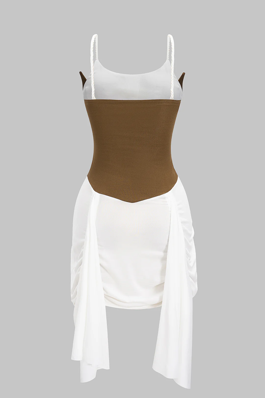 Patchwork Ruched Twist Knot Slip Mini Dress - Weenar