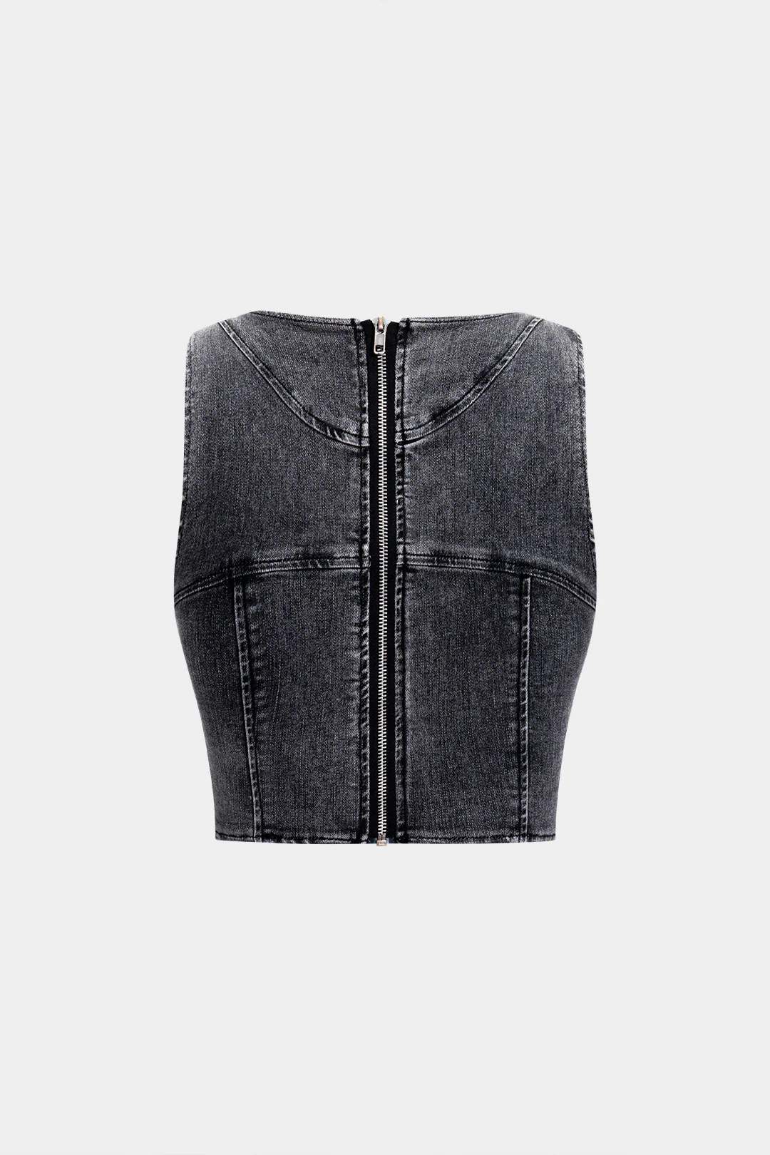Denim Zipper Detail Bustier Tank Top - Weenar
