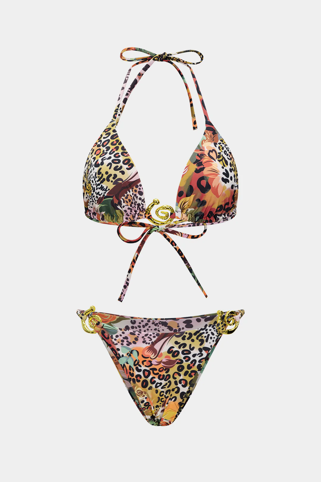 Leopard Print Tie-Up Bikini Set - Weenar