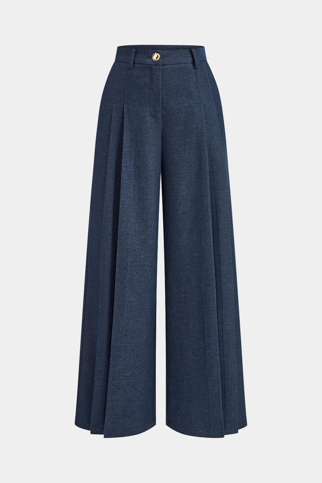 Solid Pleated Wide-Leg Pants - Weenar