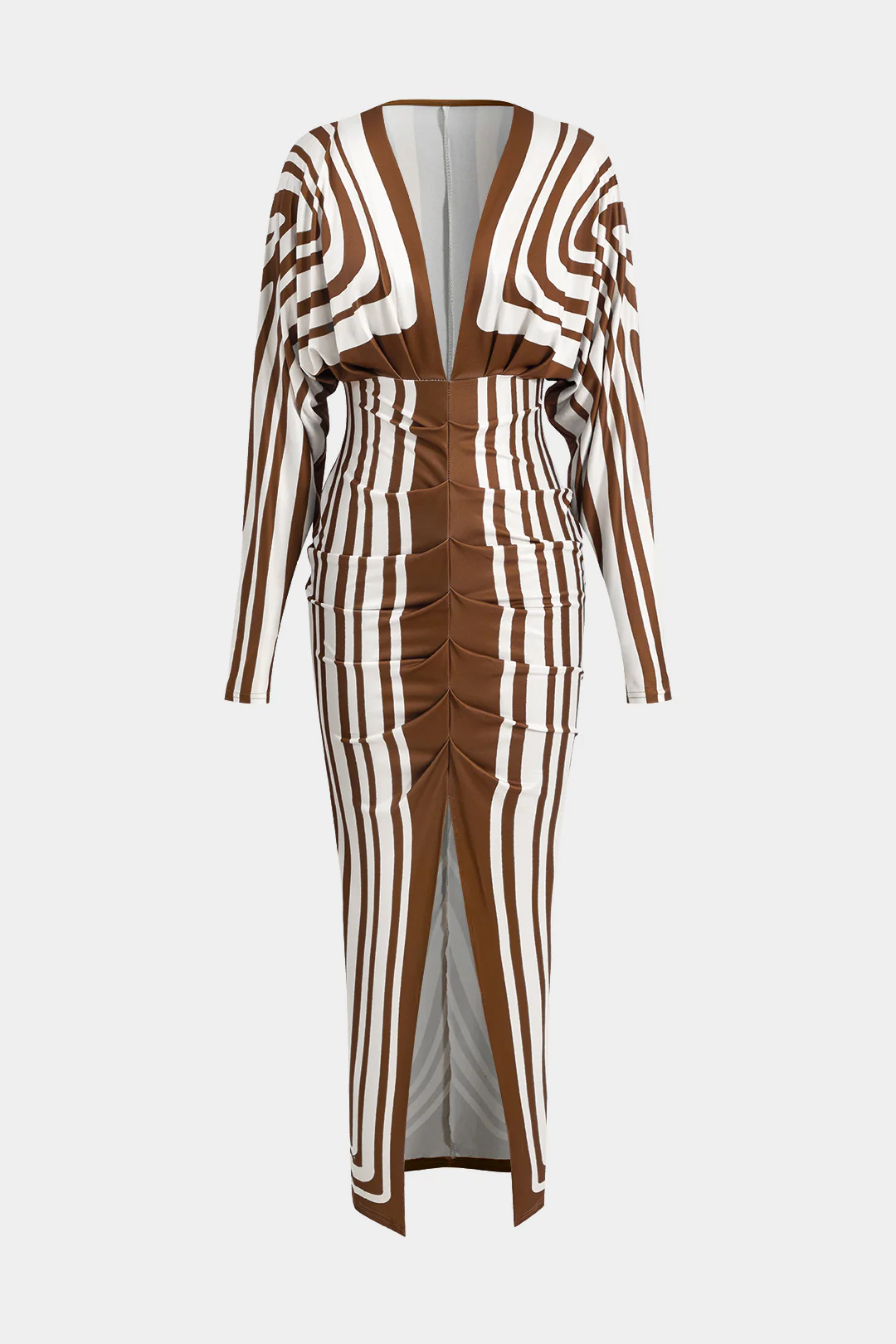 Geometric Print V-Neck Maxi Dress - Weenar