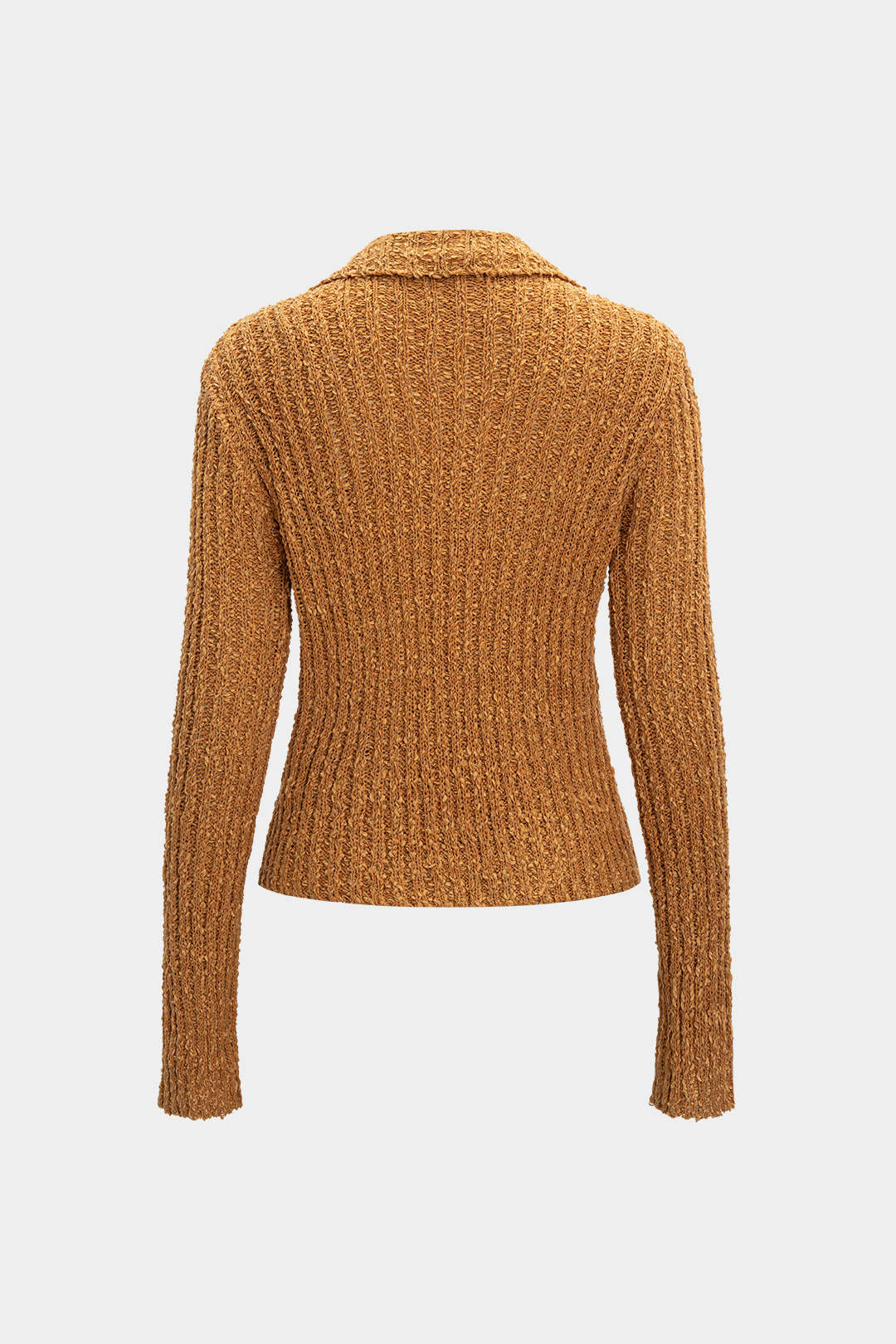 Knit Ribbed Button Long-Sleeve Top - Weenar