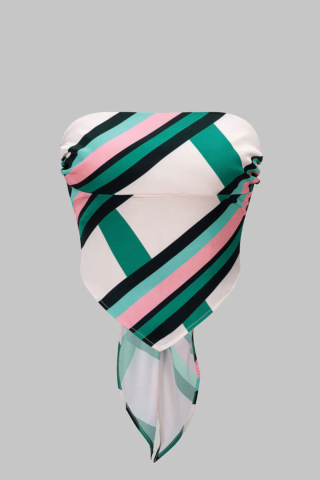 Stripes Print Satin Tie Back Tube Top - Weenar