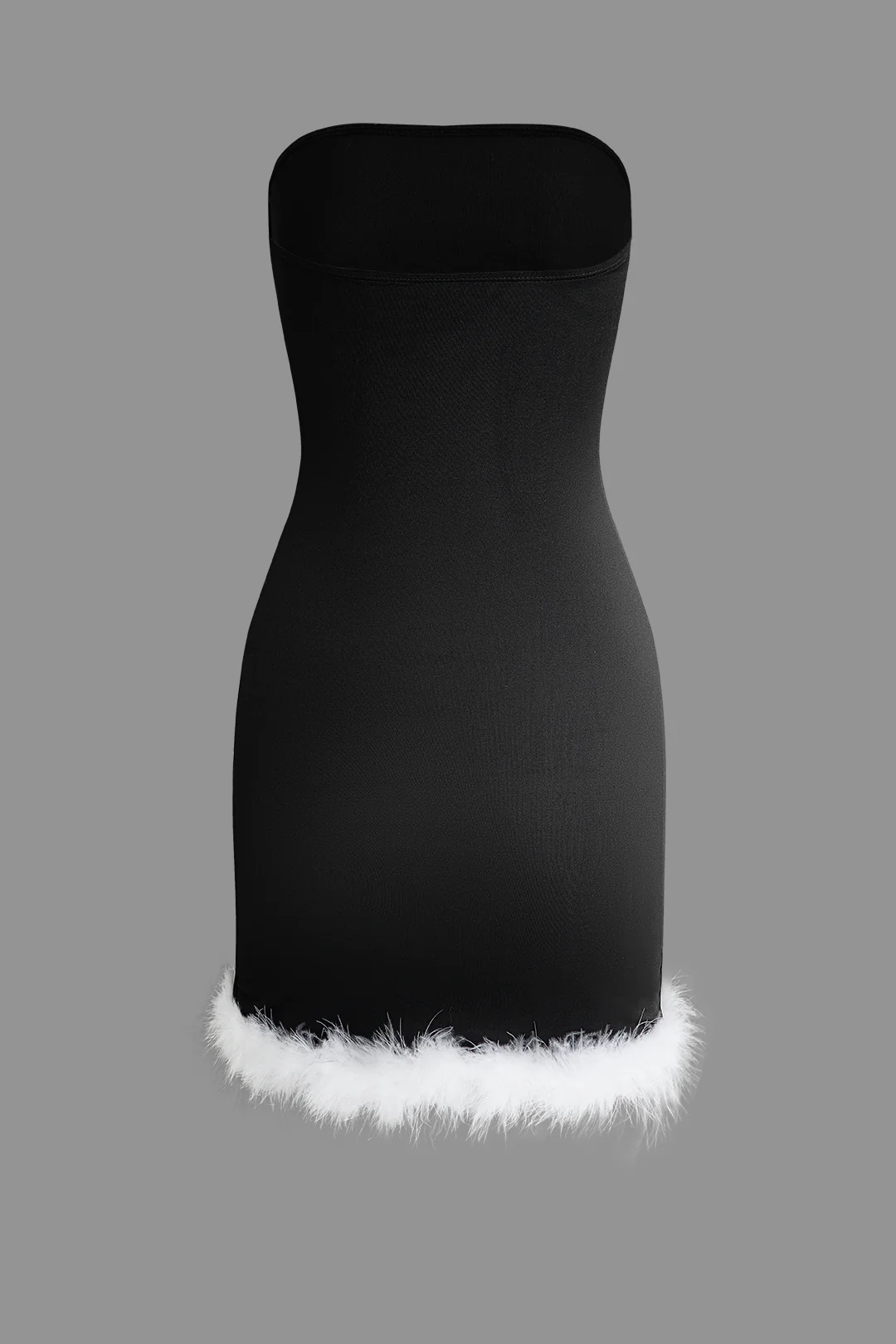 Patchwork Feather Asymmetrical Slit Sleeveless Mini Dress - Weenar