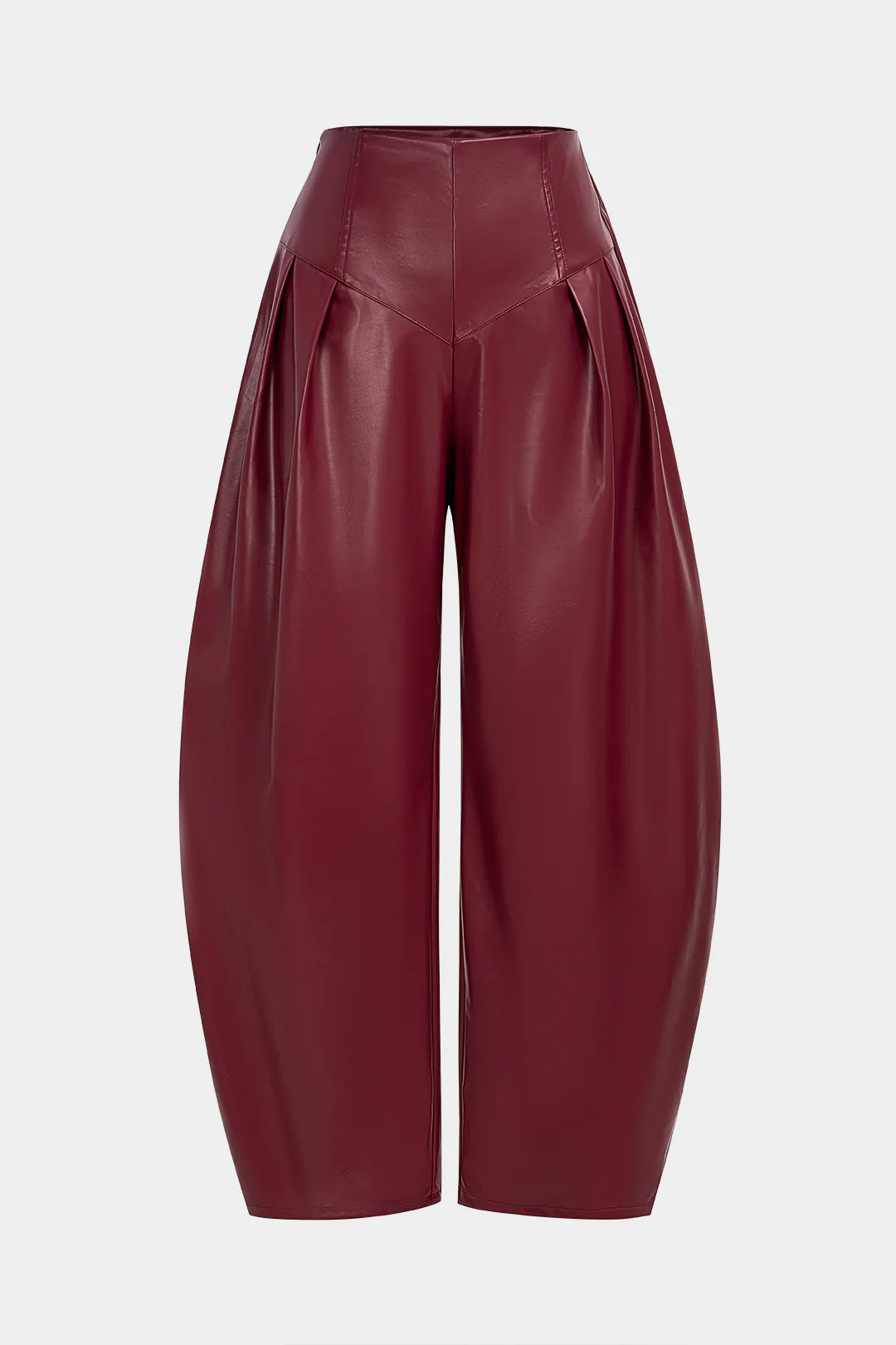 Faux Leather Pleated Zipper Pants - Weenar