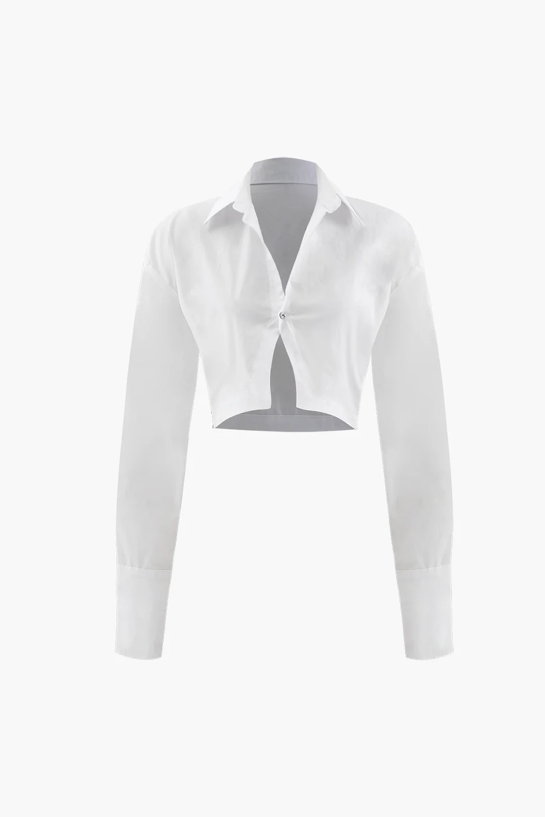 Solid Button Long Sleeve Shirt And Split Skirt Set - Weenar