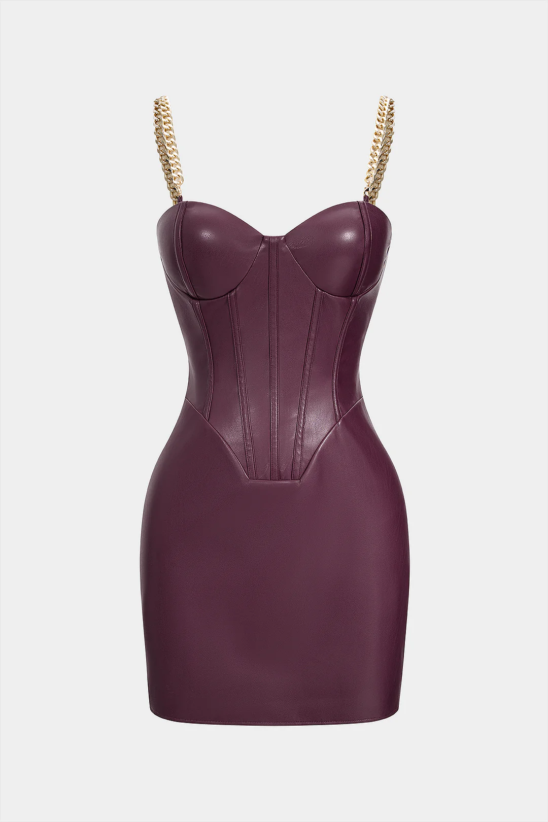 Faux Leather Metallic Slip Sleeveless Mini Dress - Weenar