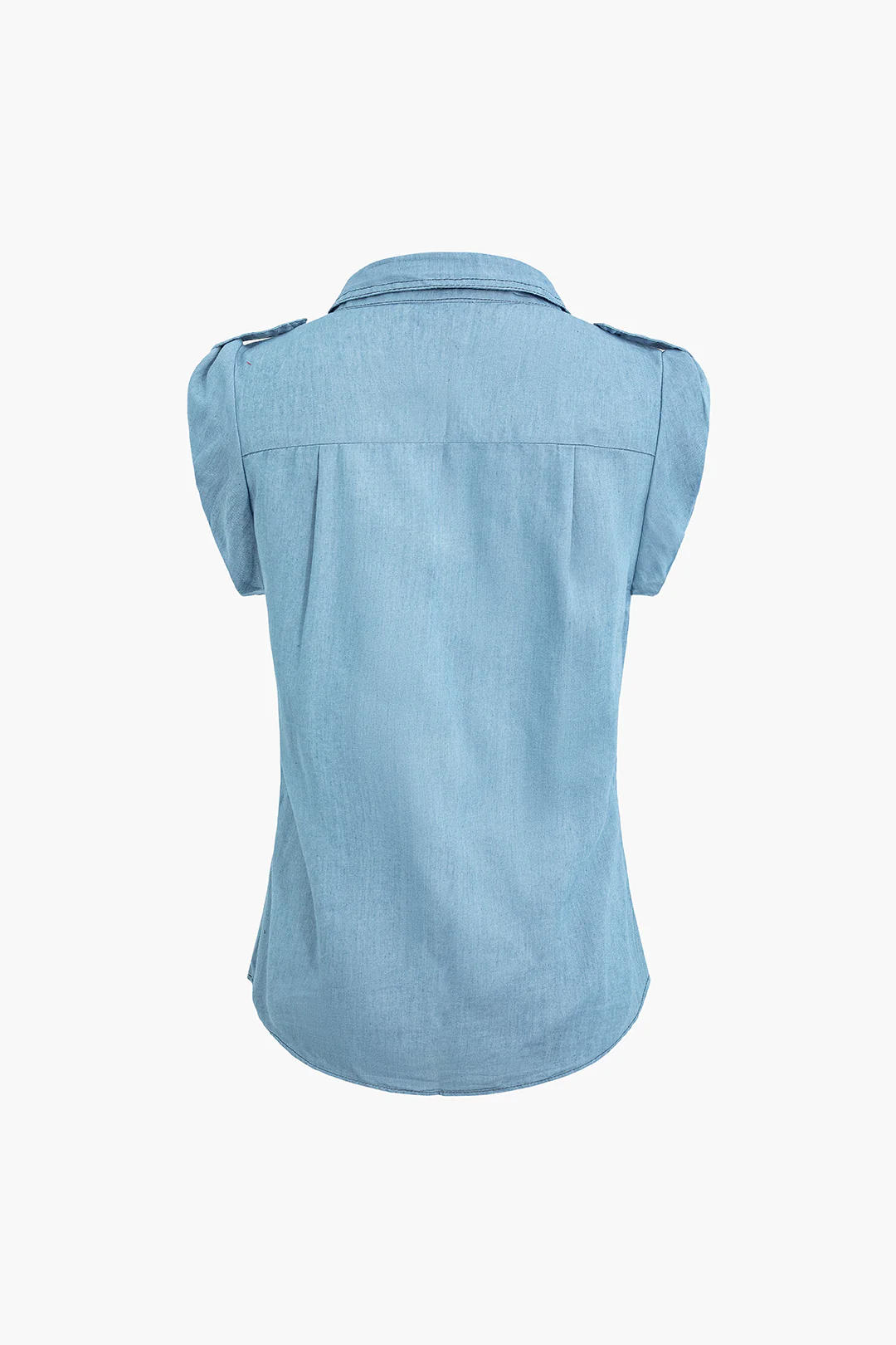 Denim V-Neck Pocket Sleeveless Shirt - Weenar