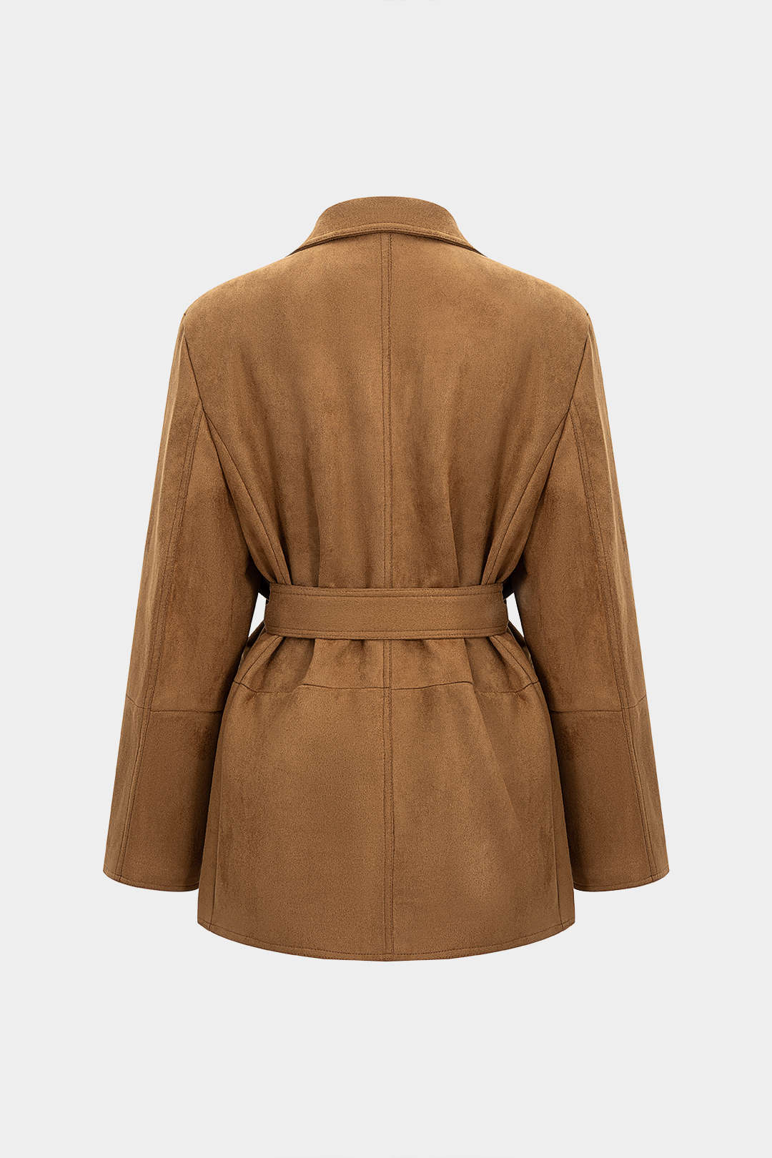 Suede Notched Lapel Tie-Up Pocket Blazer - Weenar
