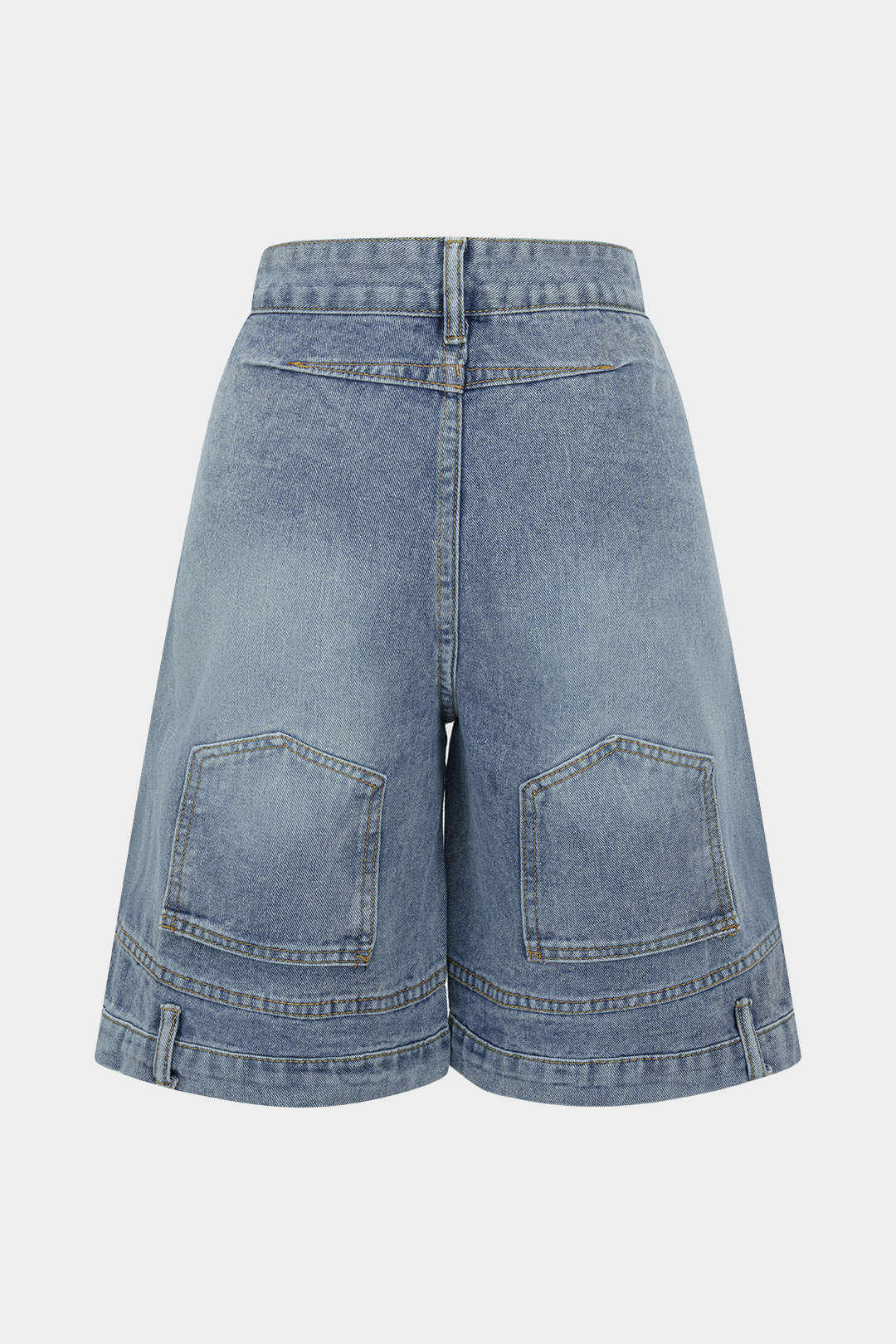 Denim Zipper Rhinestone Trim Pocket Shorts - Weenar
