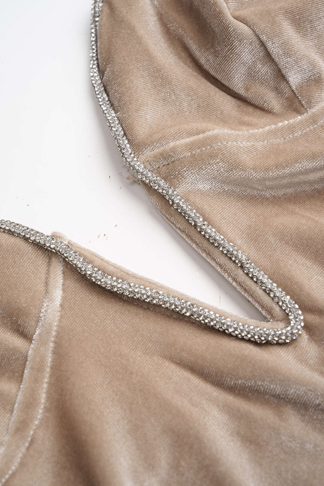 Velvet Halter V-Neck Rhinestone Decor Backless Sleeveless Mini Dress - Weenar