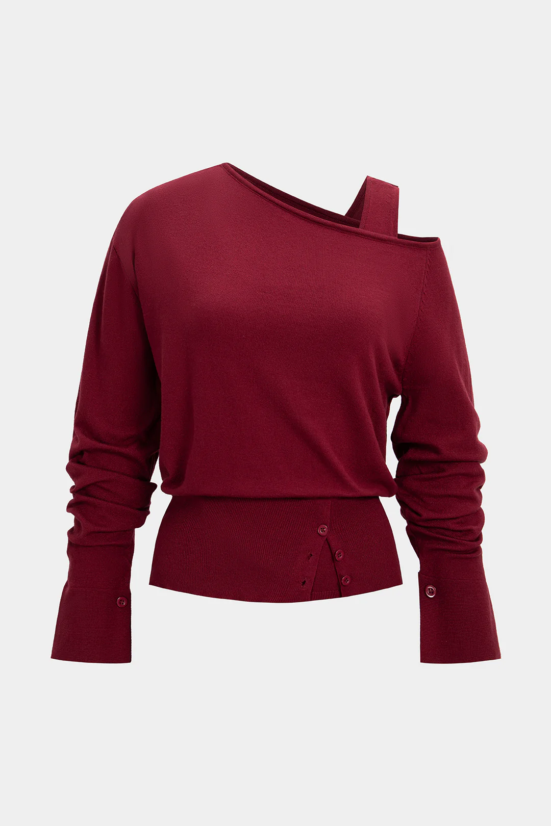 Knit Asymmetrical Long-Sleeve Top - Weenar