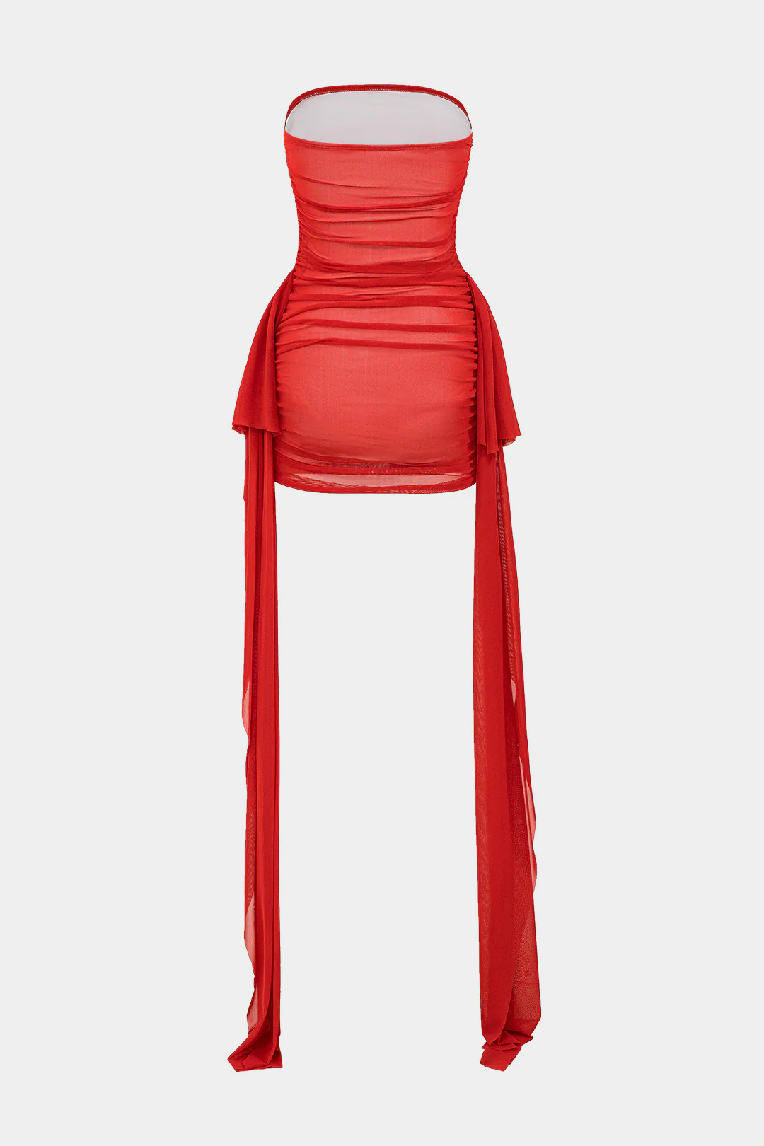 Mesh Ruched Strapless Mini Dress - Weenar
