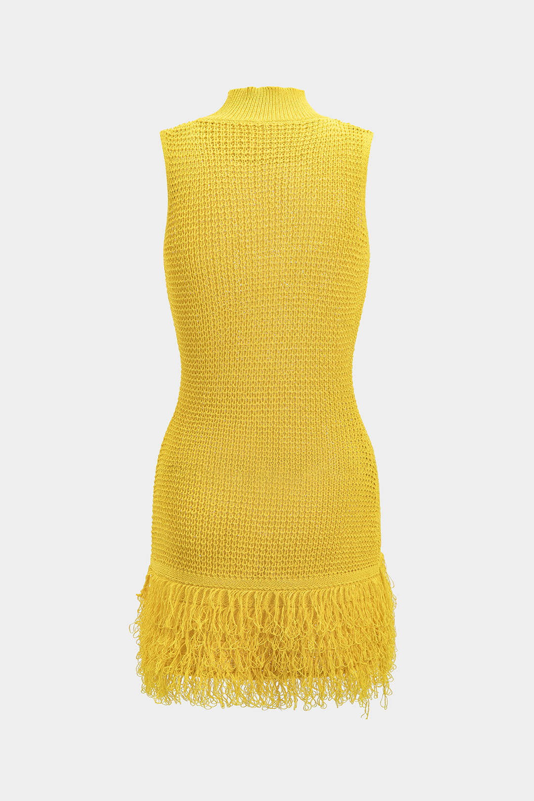 Knit Fringe Sleeveless Dress - Weenar
