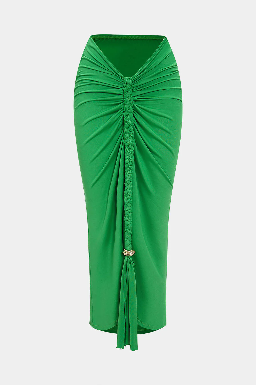 Metallic Decor Braided Ruched Skirt - Weenar