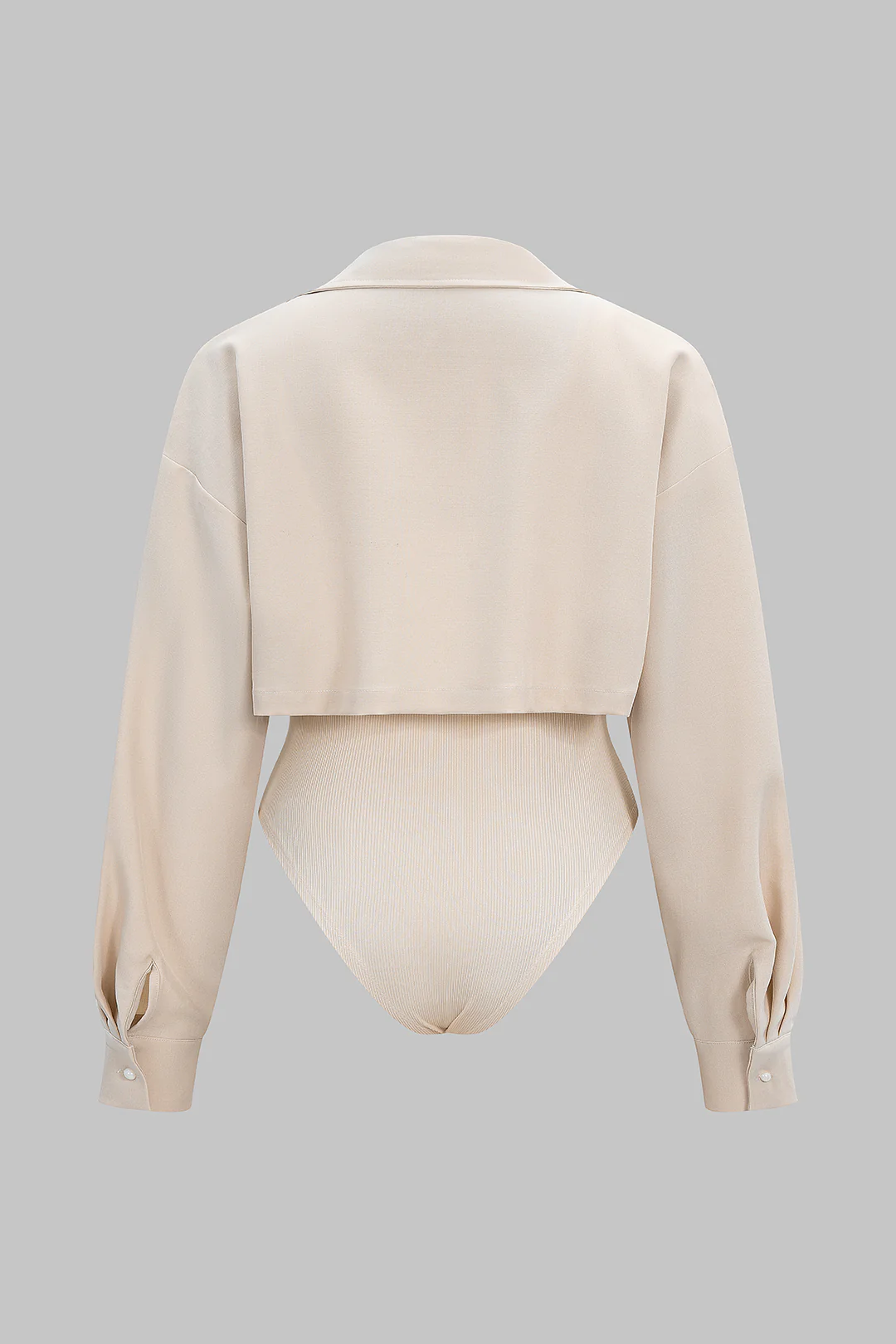 Plus Size Patchwork Button Long Sleeve Bodysuit - Weenar