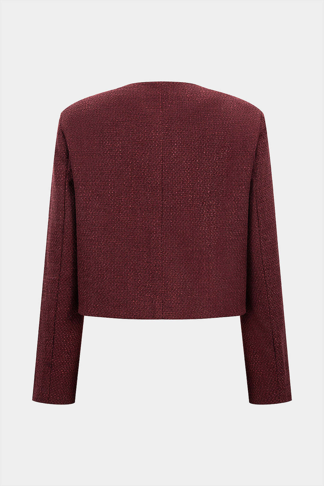Tweed Round Neck Metallic Button Pocket Top - Weenar