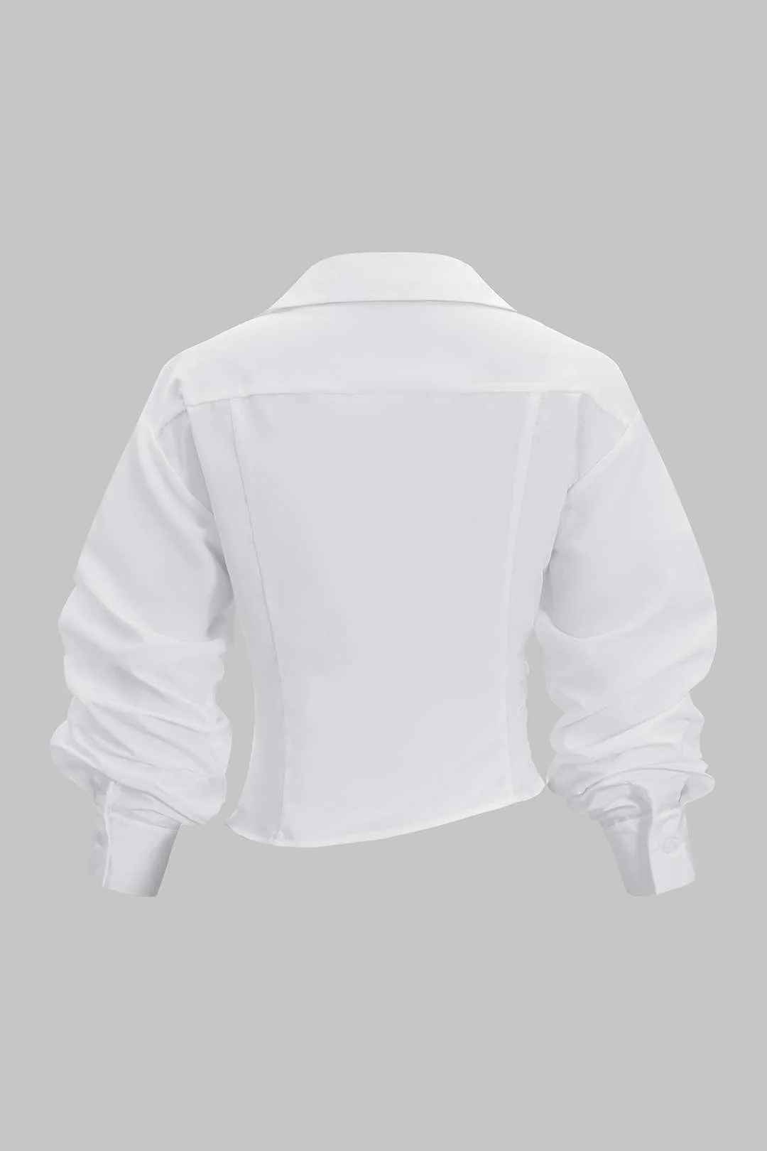 Ruched Drawstring Long-Sleeve Shirt - Weenar