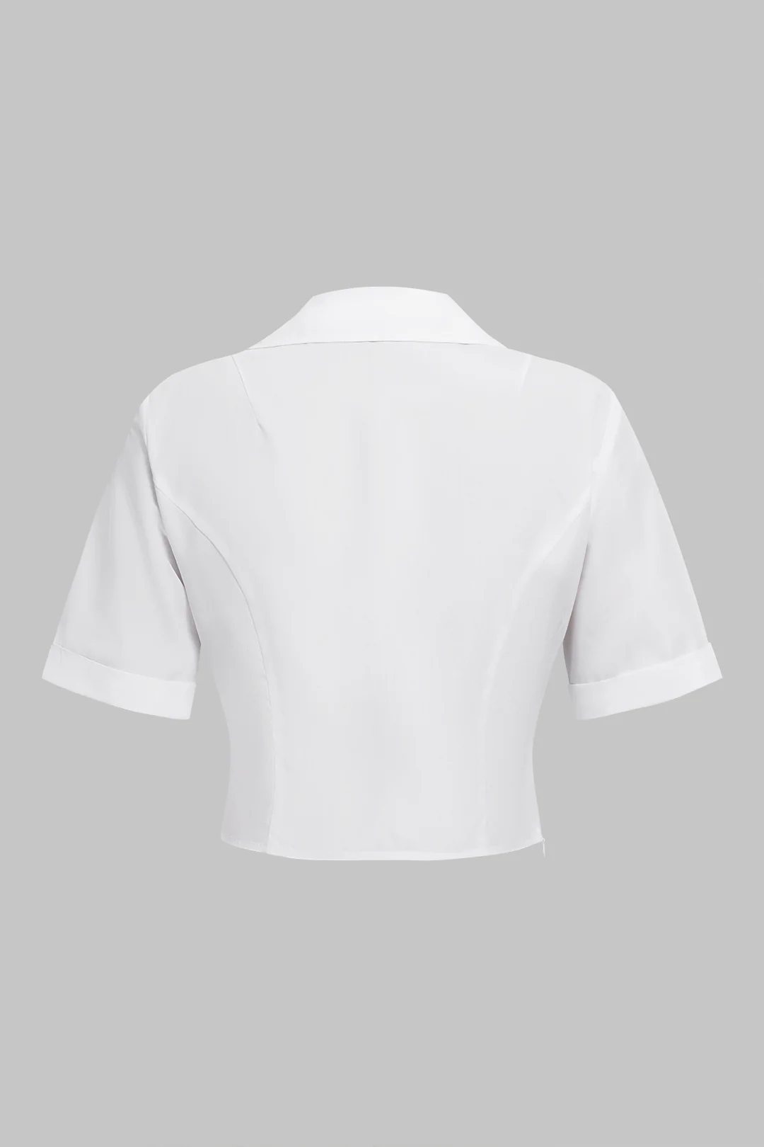V-Neck Lapel Ruched Short Sleeve Shirt - Weenar