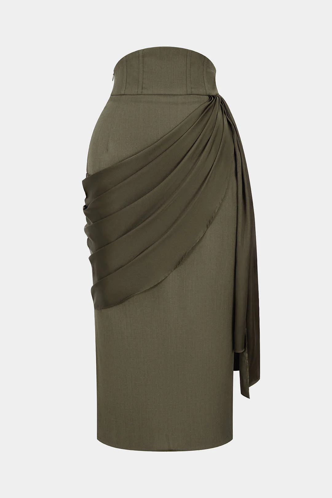 Satin Asymmetrical Ruched Skirt - Weenar
