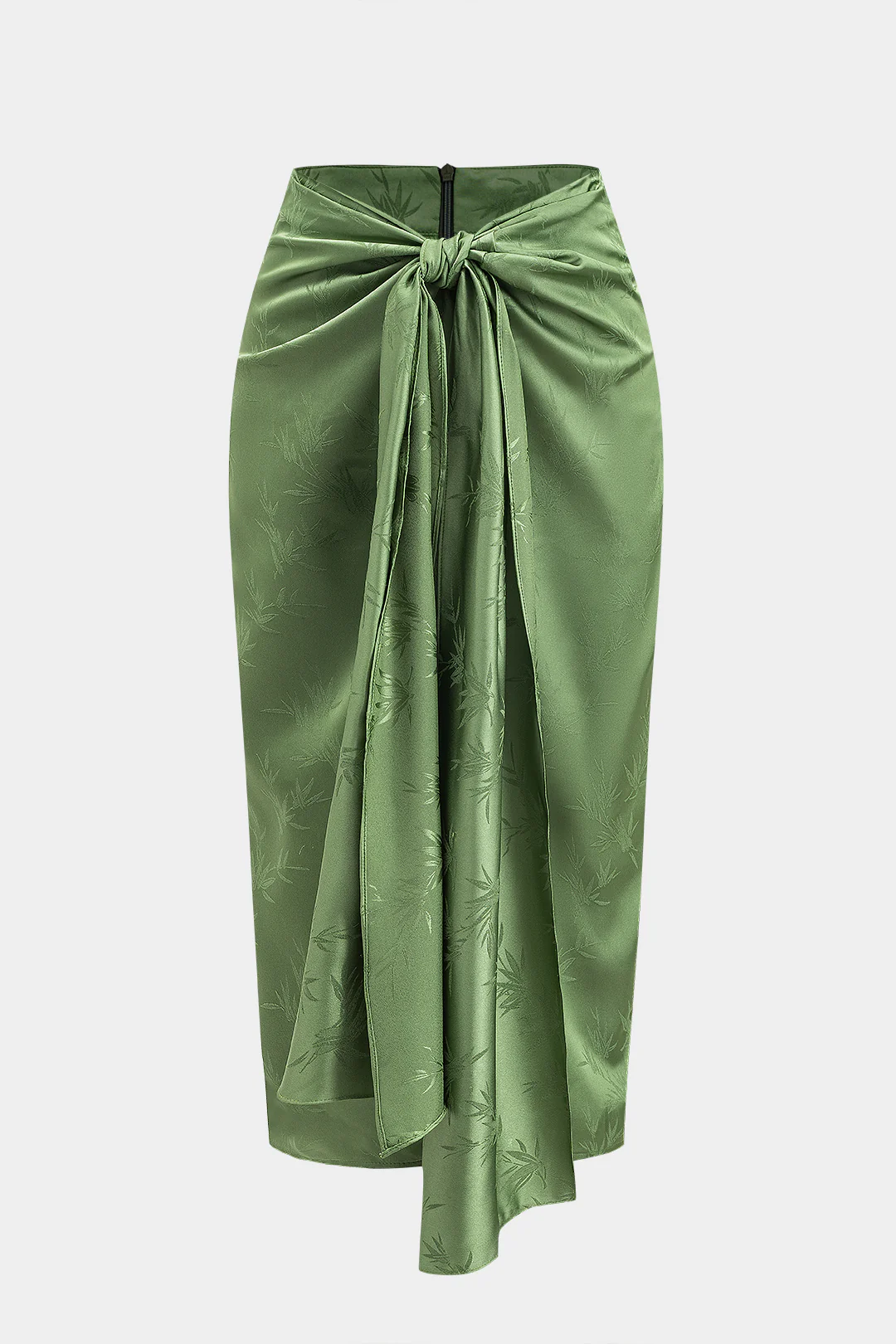 Jacquard Ruched Tie Front Split Skirt - Weenar
