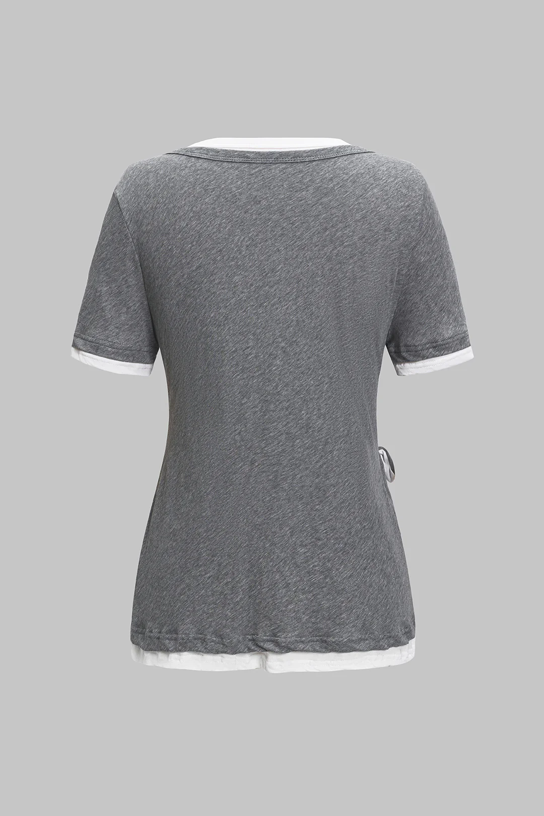 Tie Front Patchwork Knot T-Shirt - Weenar