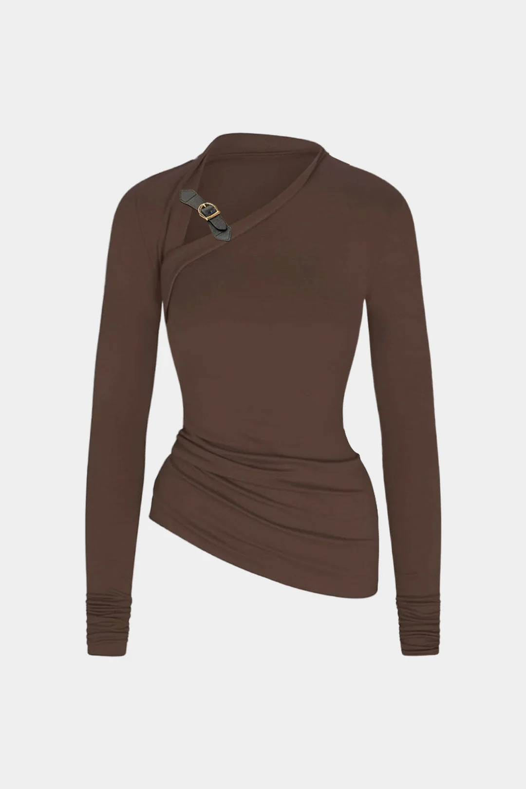 Asymmetrical Ruched Long-Sleeve Top - Weenar