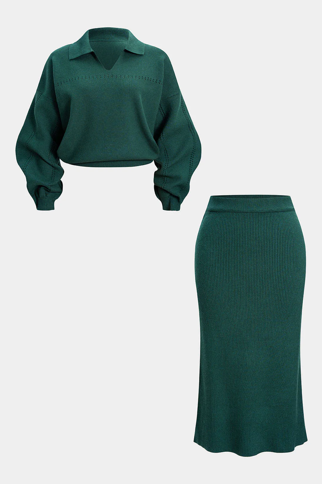 Plus Size Knit Cut Out  Set - Weenar
