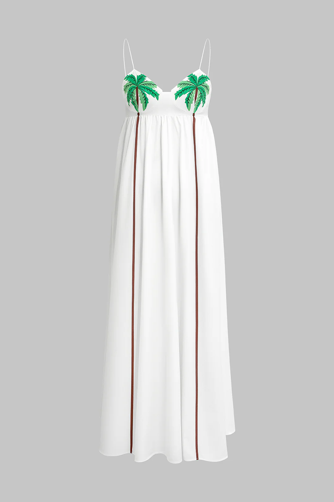 Coconut Palm Print Slip Sleeveless Midi Dress - Weenar