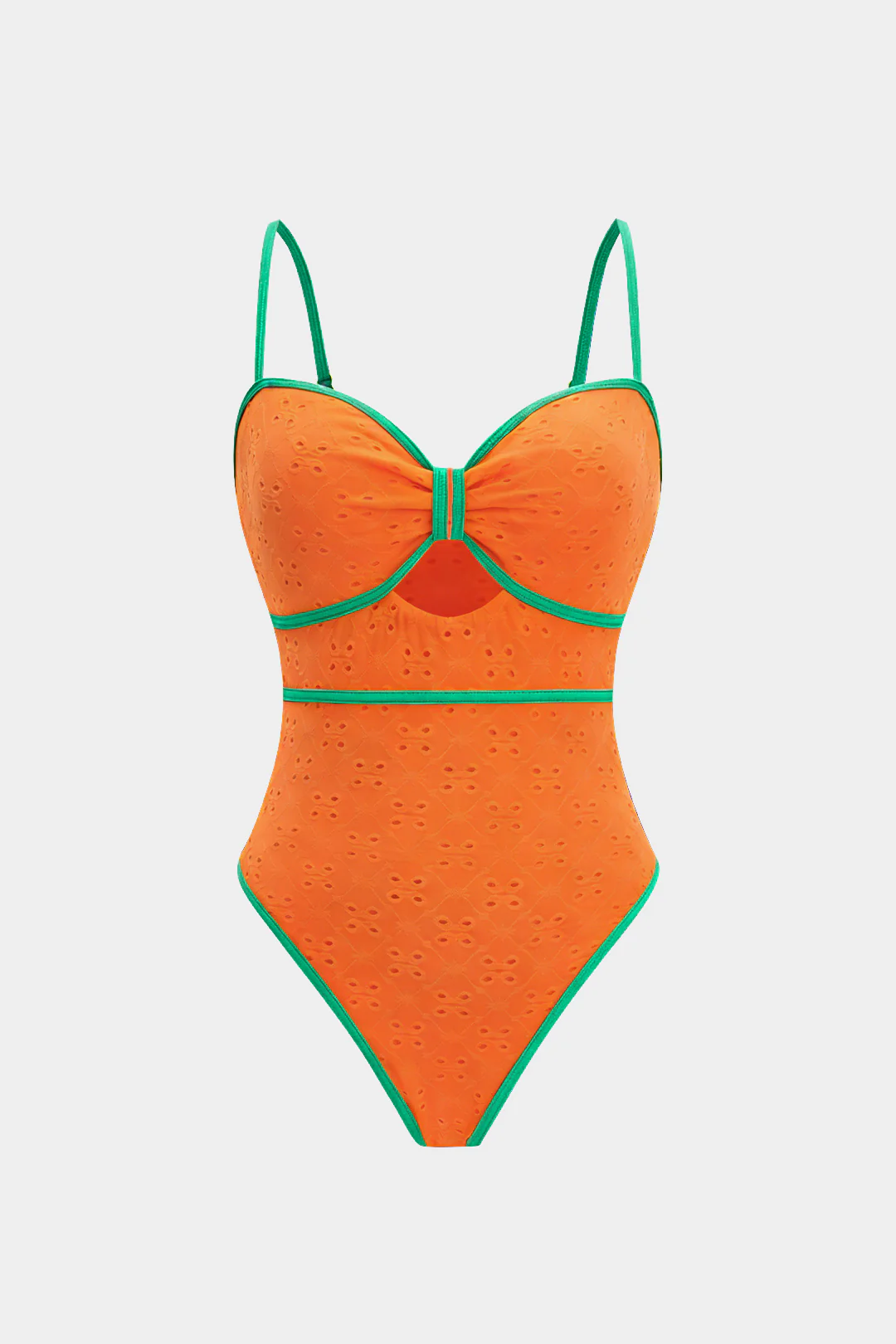 Embroidery Hollow Out One-Piece Swimsuit - Weenar