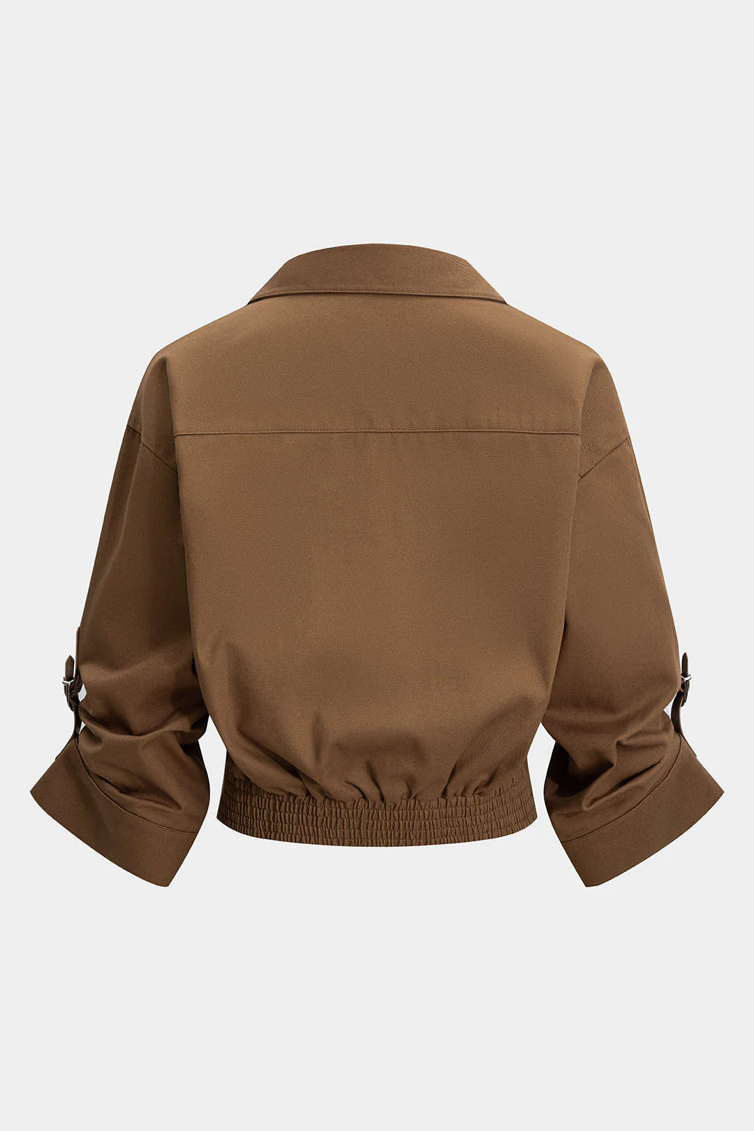 Button Ruched Short-Sleeve Shirt - Weenar