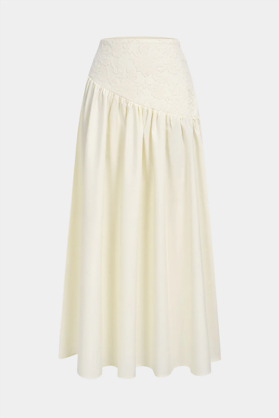 Lace Patchwork Textured Asymmetrical Ruched Skirt - Weenar