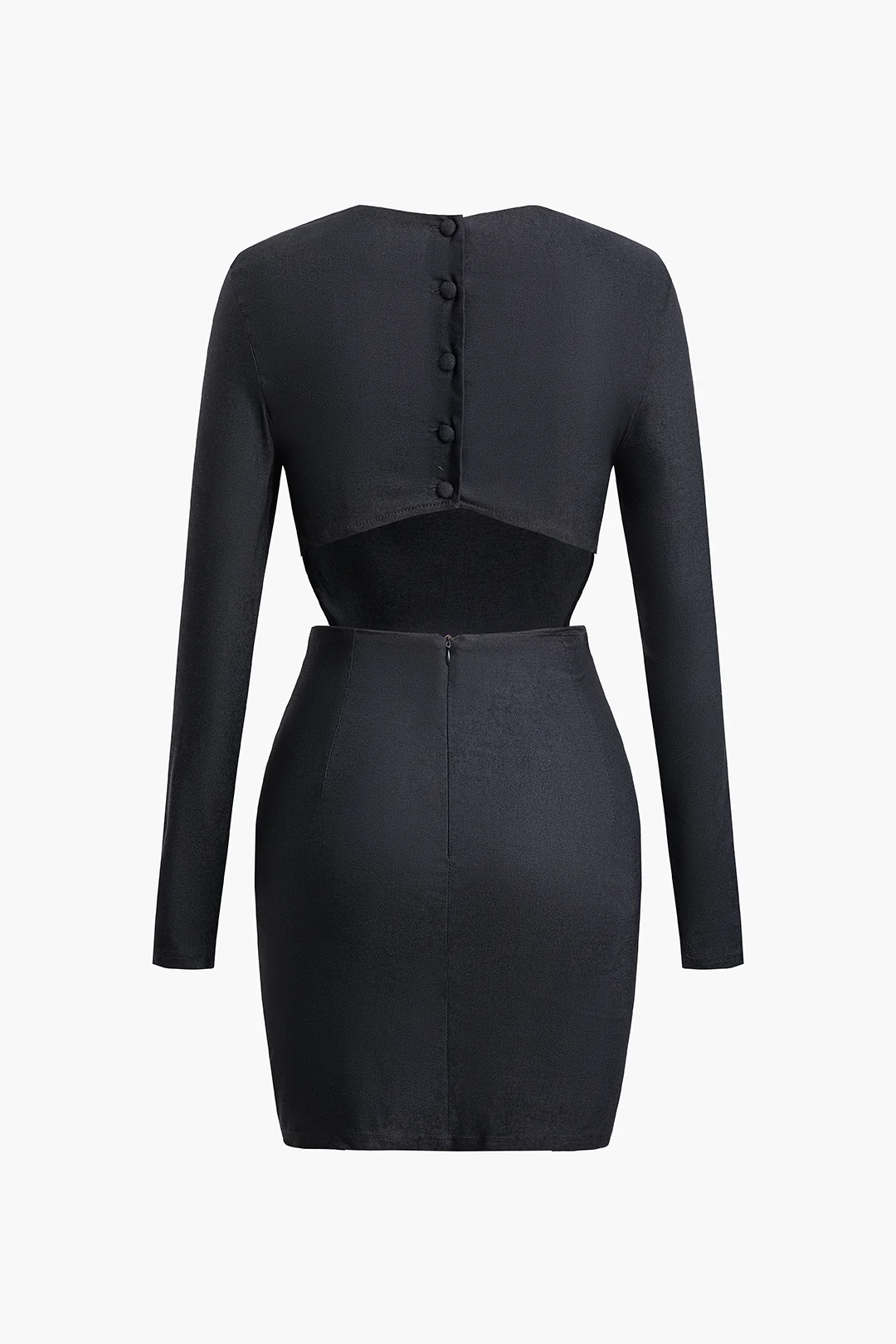 Backless Button Slit Sleeveless Mini Dress - Weenar