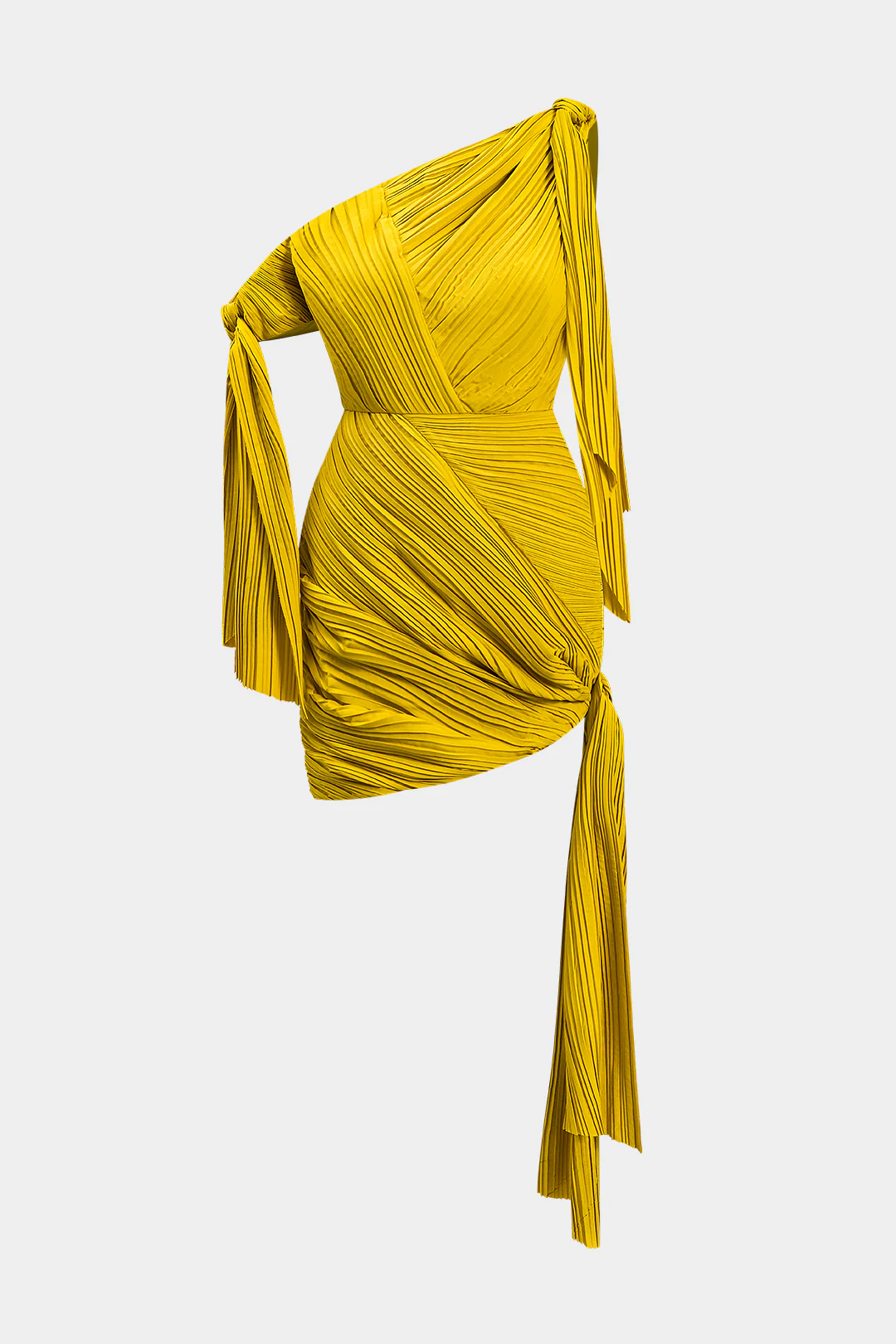 Pleated Sleeveless Asymmetrical Mini Dress - Weenar