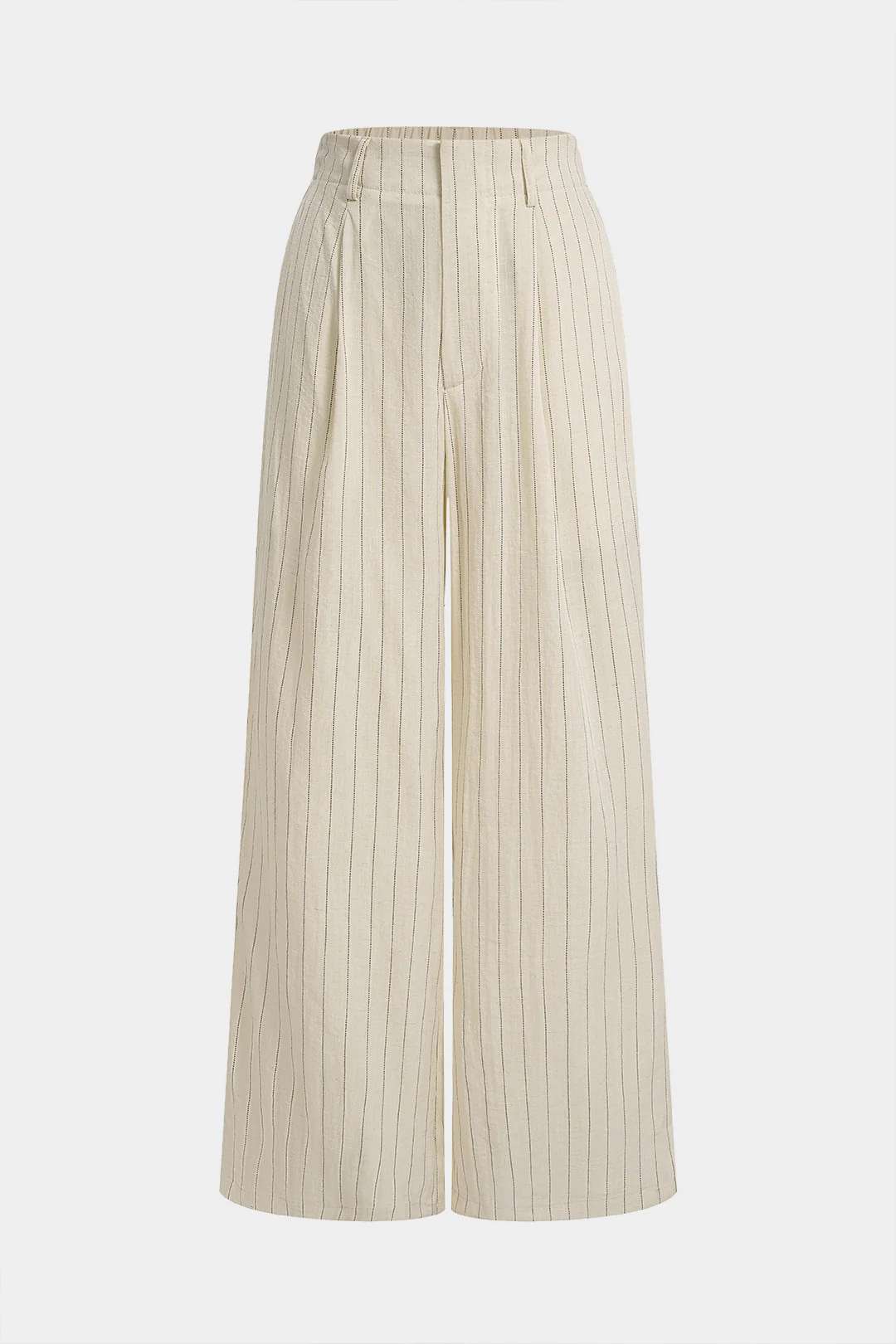 Striped Linen High Waist Wide Leg Pants - Weenar