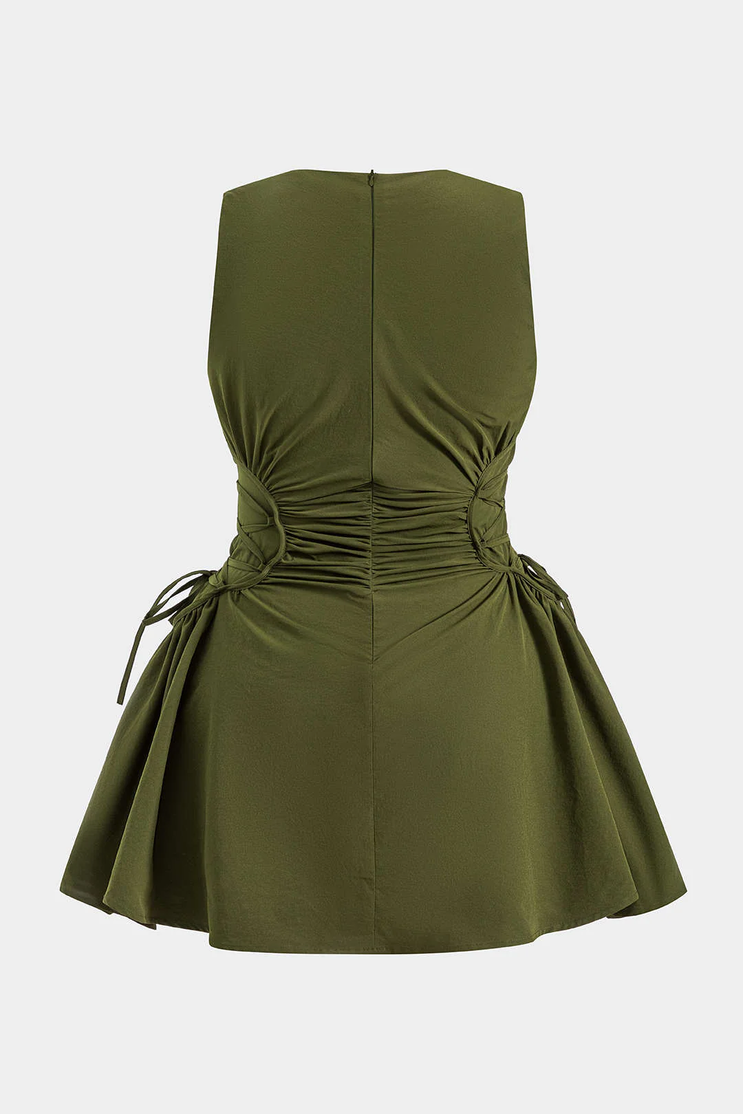 Plus Size Knotted Zipper Sleeveless Mini Dress - Weenar