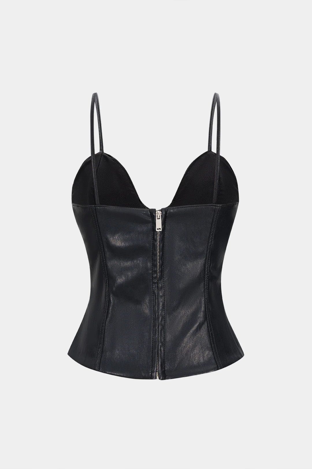 Faux Leather Zipper Cami Top - Weenar