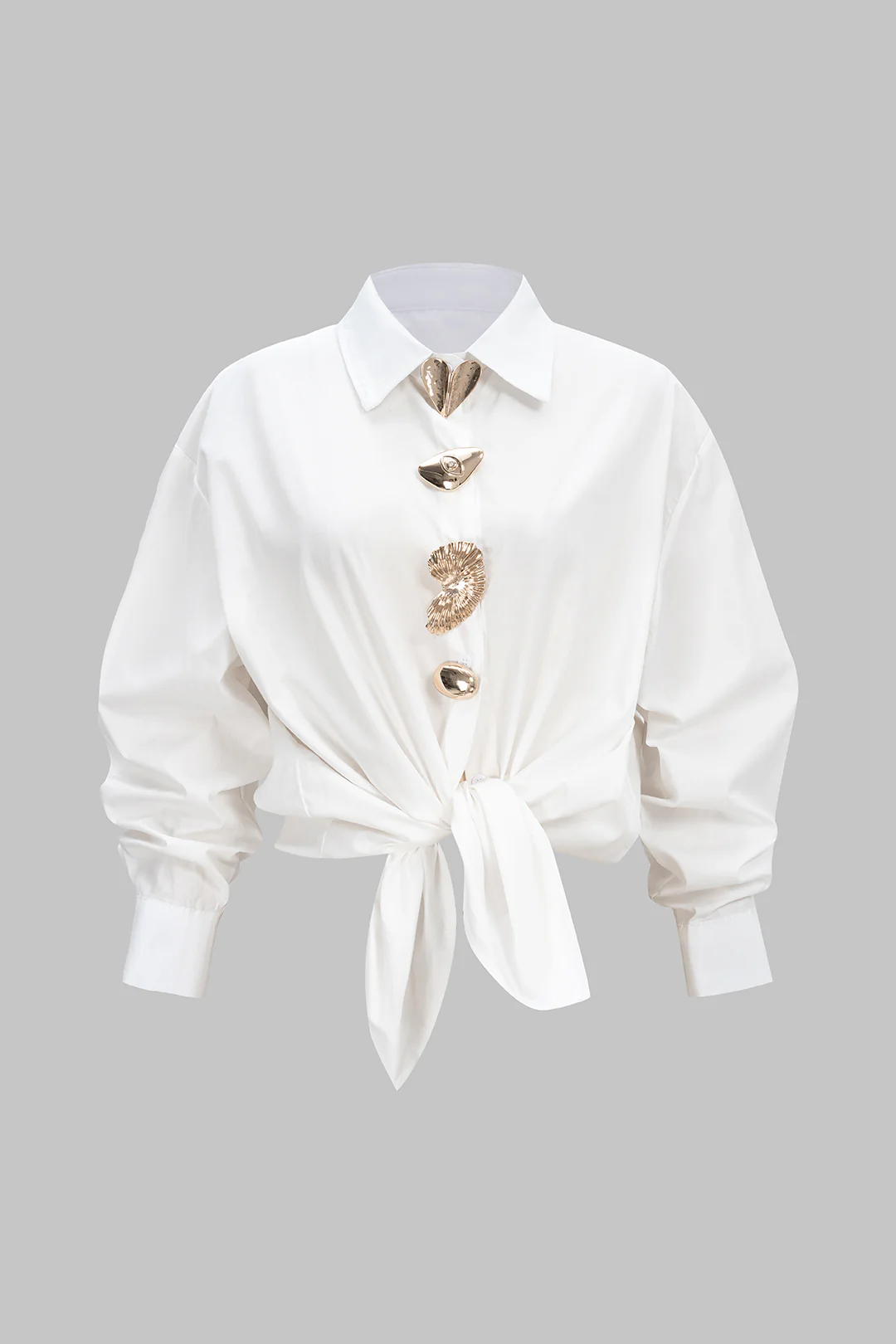 Metallic Decor Long-Sleeve Shirt - Weenar
