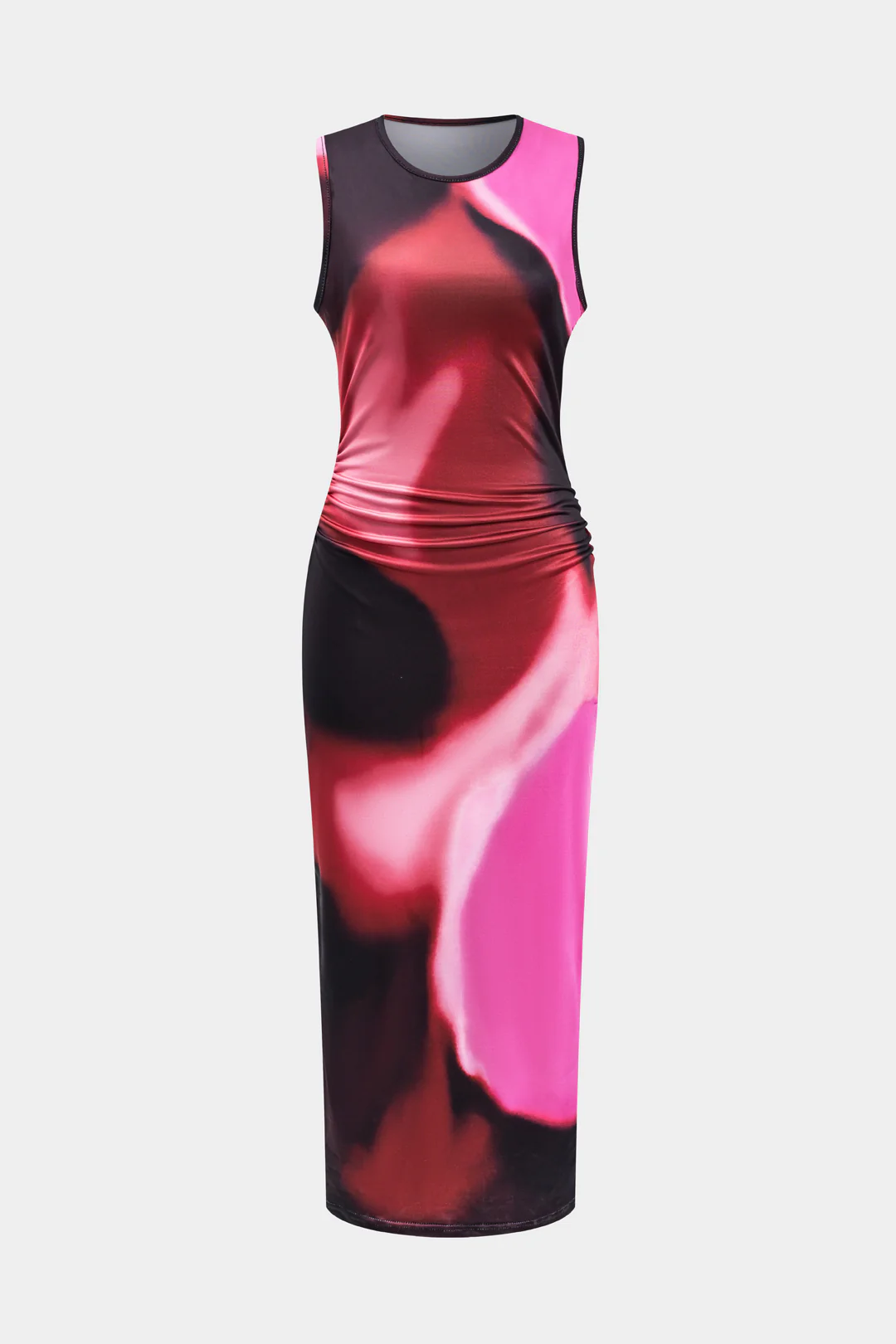 Heart Print Contrast Sleeveless Maxi Dress - Weenar