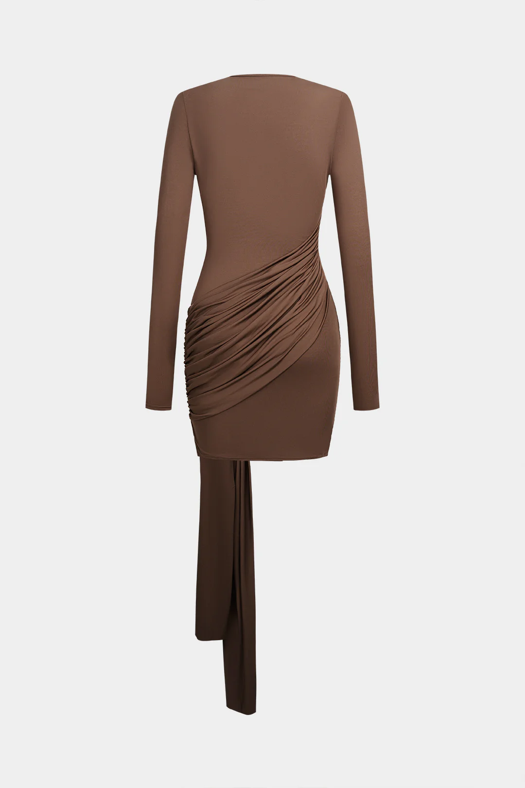 Ruched Tie-Up Long Sleeve Mini Dress - Weenar