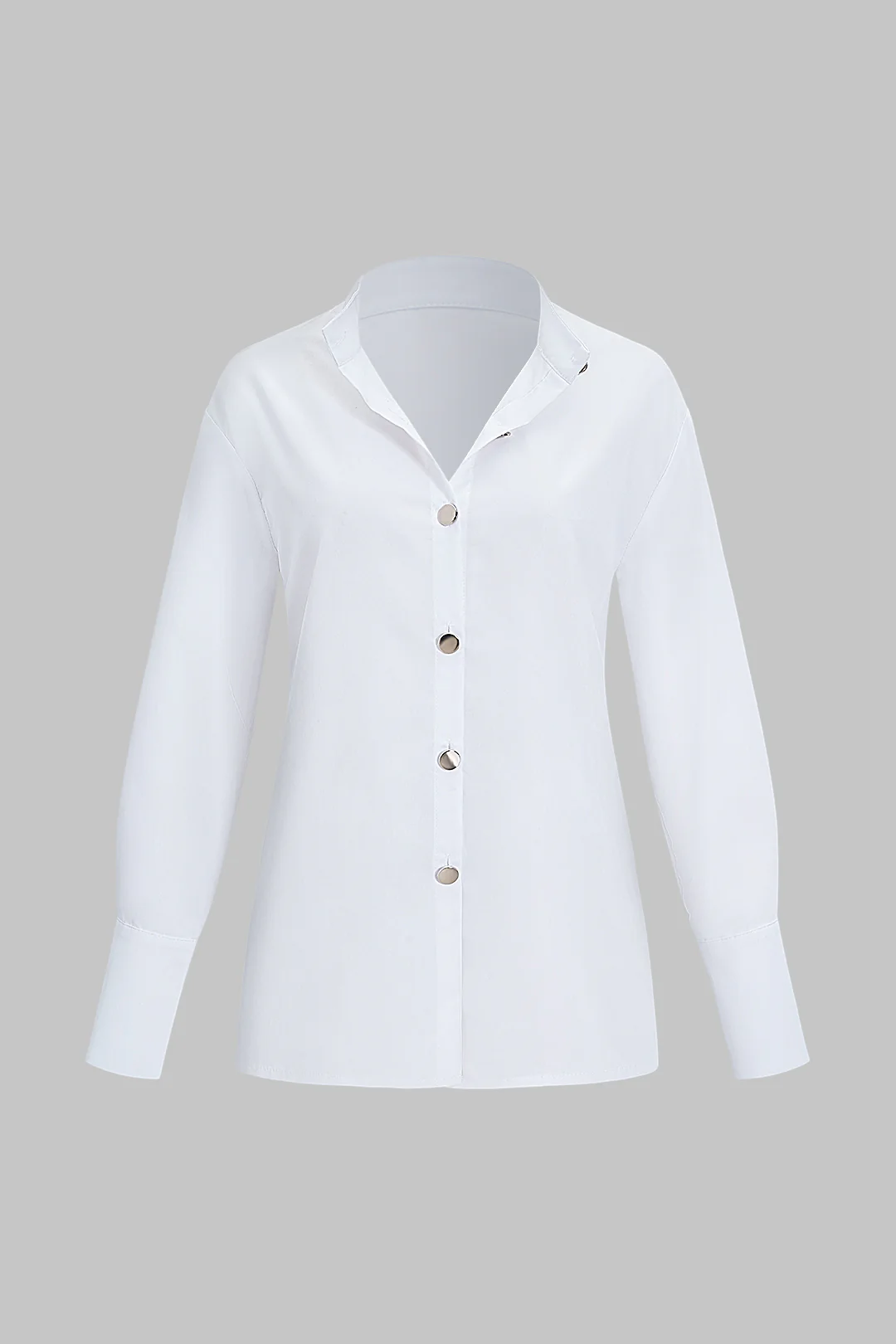 Solid Button Long Sleeve Shirt - Weenar