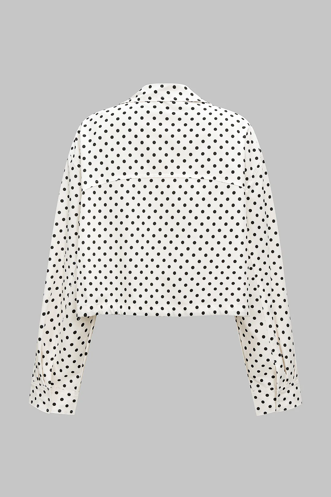 Polka Dots Print Zipper Long-Sleeve Top - Weenar