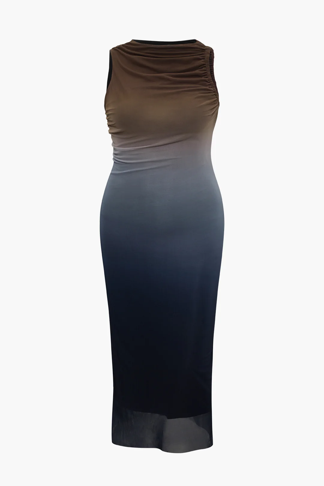 Plus Size Ombre Print Ruched Tank Maxi Dress - Weenar