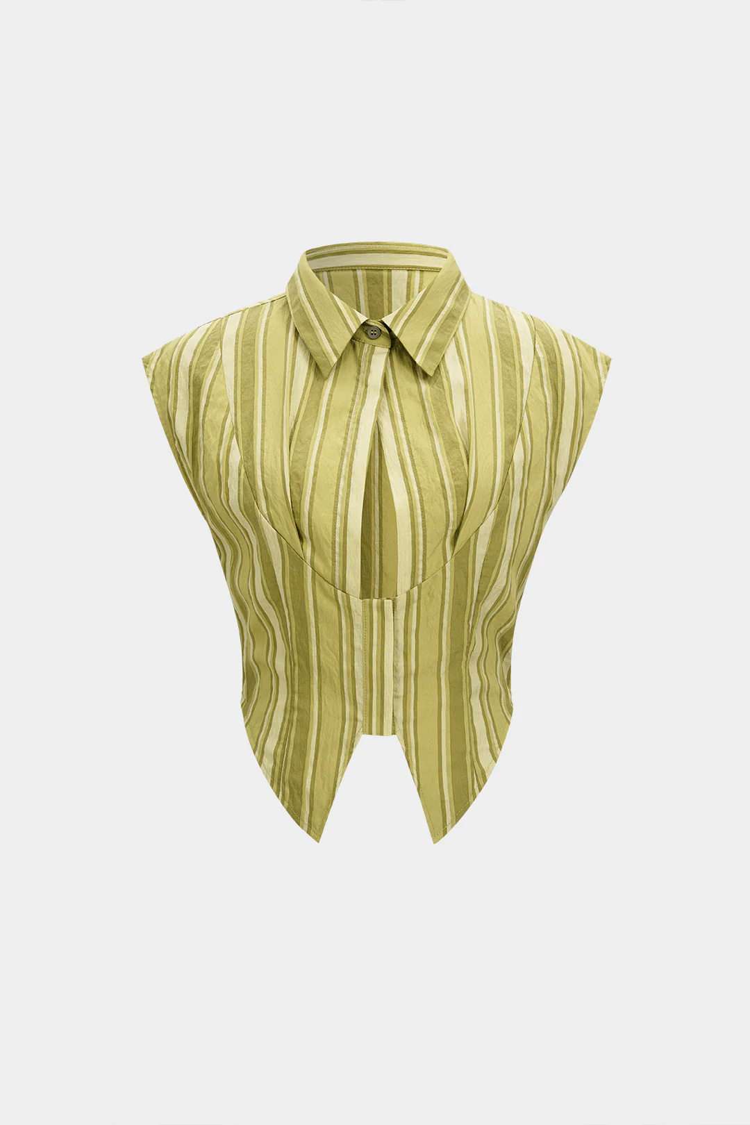 Stripes Print Lapel Cut Out Tank Top - Weenar