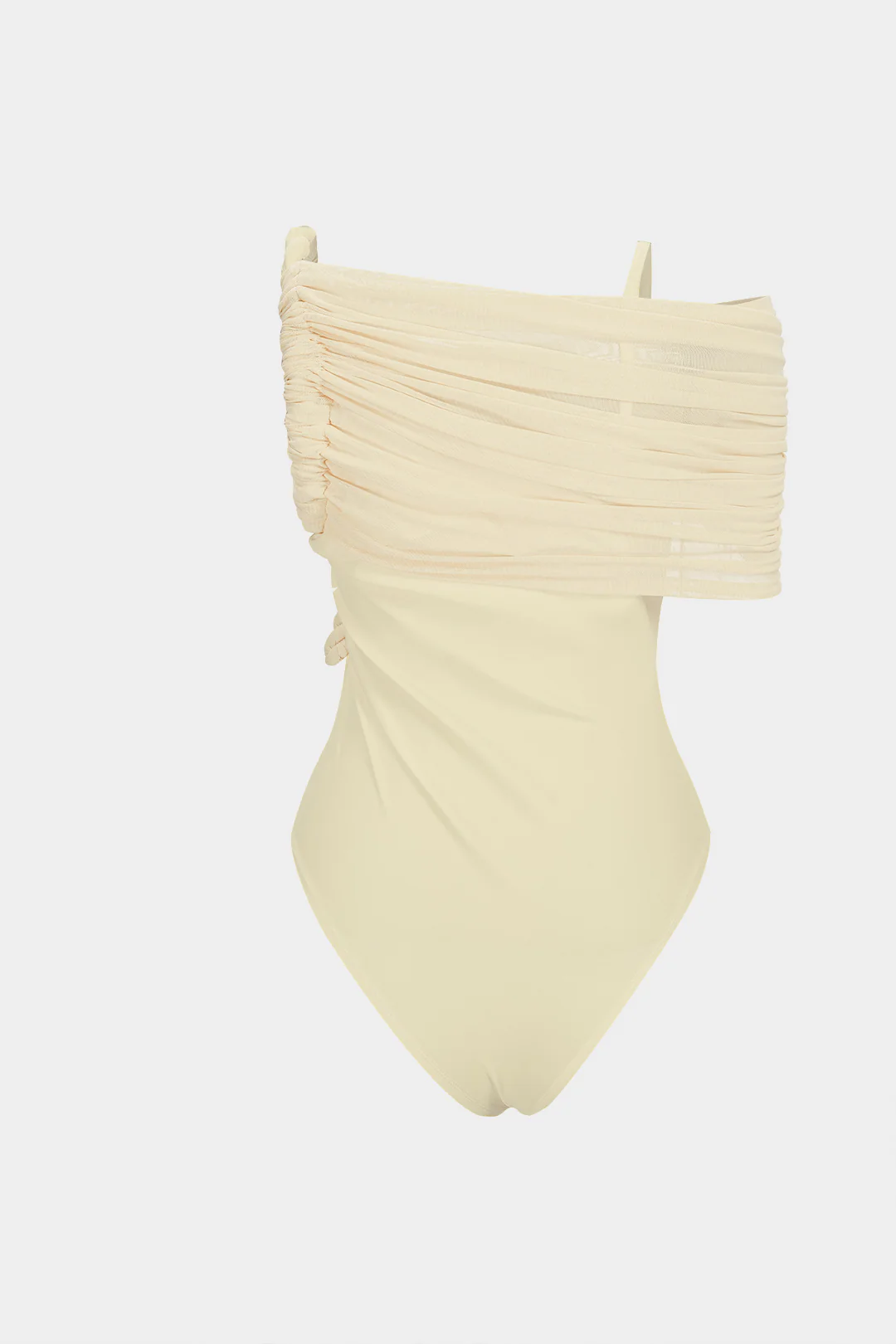 Asymmetrical Twist Knot Ruched Sleeveless Bodysuit - Weenar