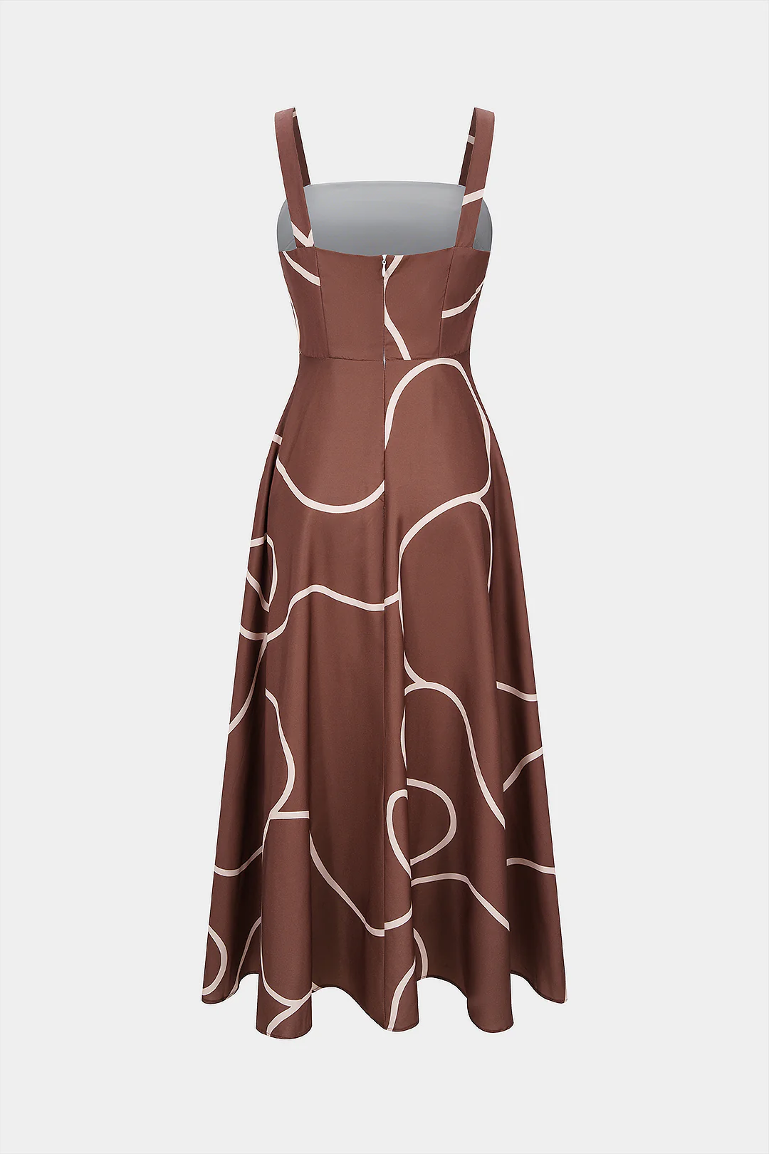 Abstract Print Square Neck Sleeveless Maxi Dress - Weenar