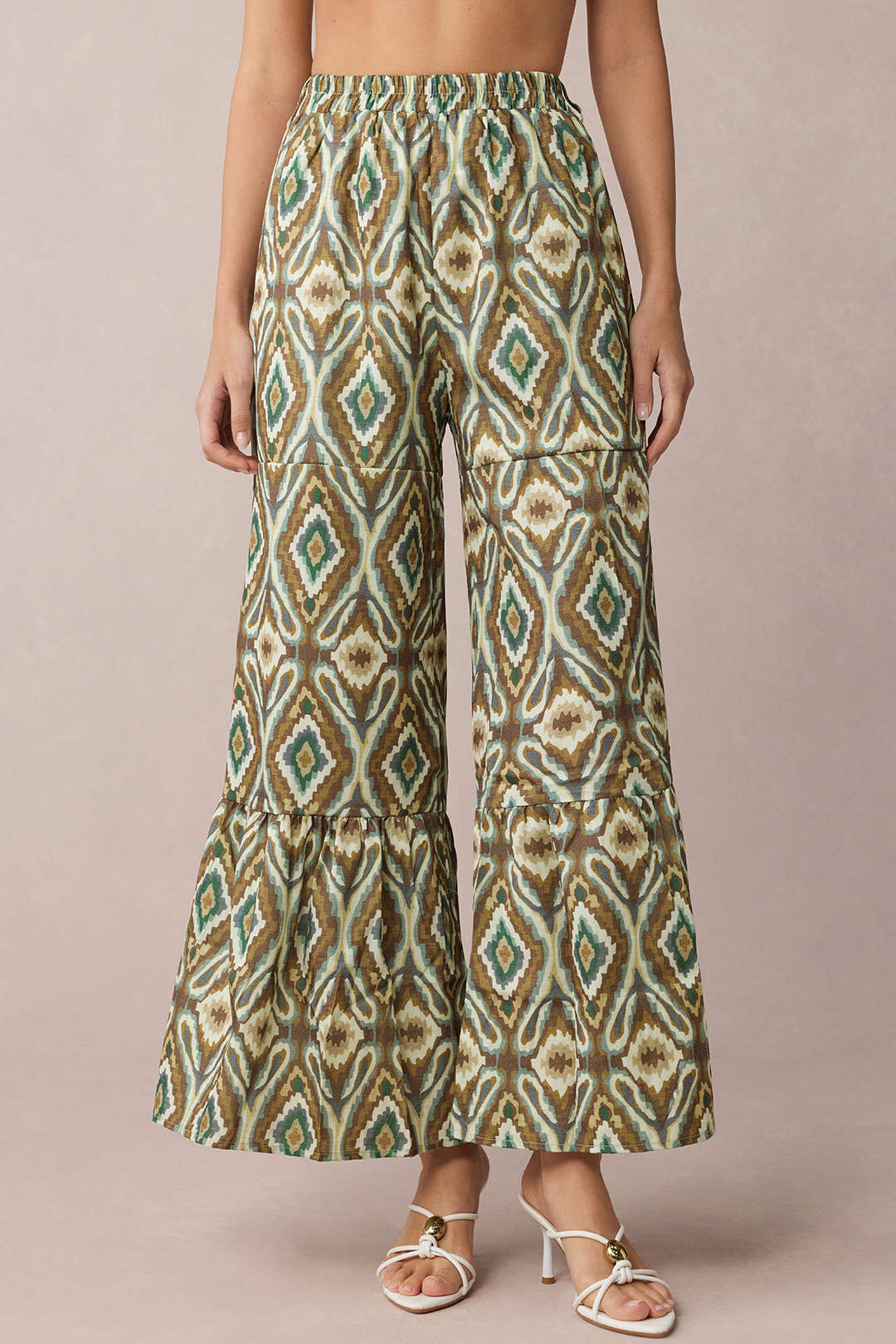 Bohemian Print High Waist Wide Leg Pants - Weenar