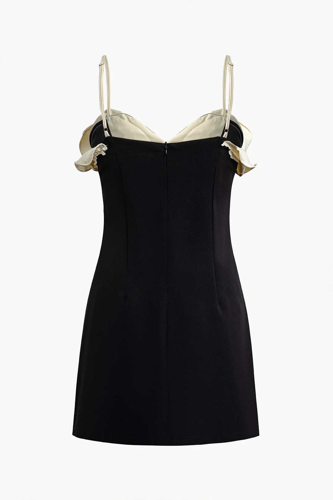 Satin 3D Floral Decor Sleeveless Slip Mini Dress - Weenar